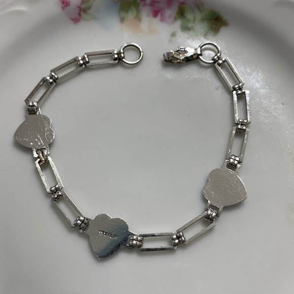 VTG Sterling 3 Hearts Guilloche Bracelet - Picture 2 of 10